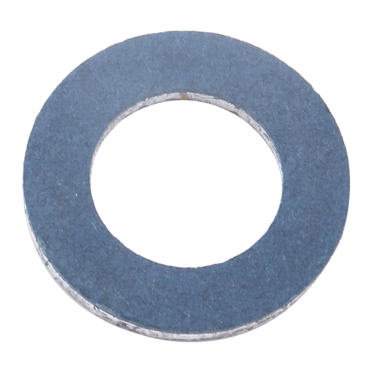 Oil drain plug washer gasket, blue round washer with central hole and silver edge