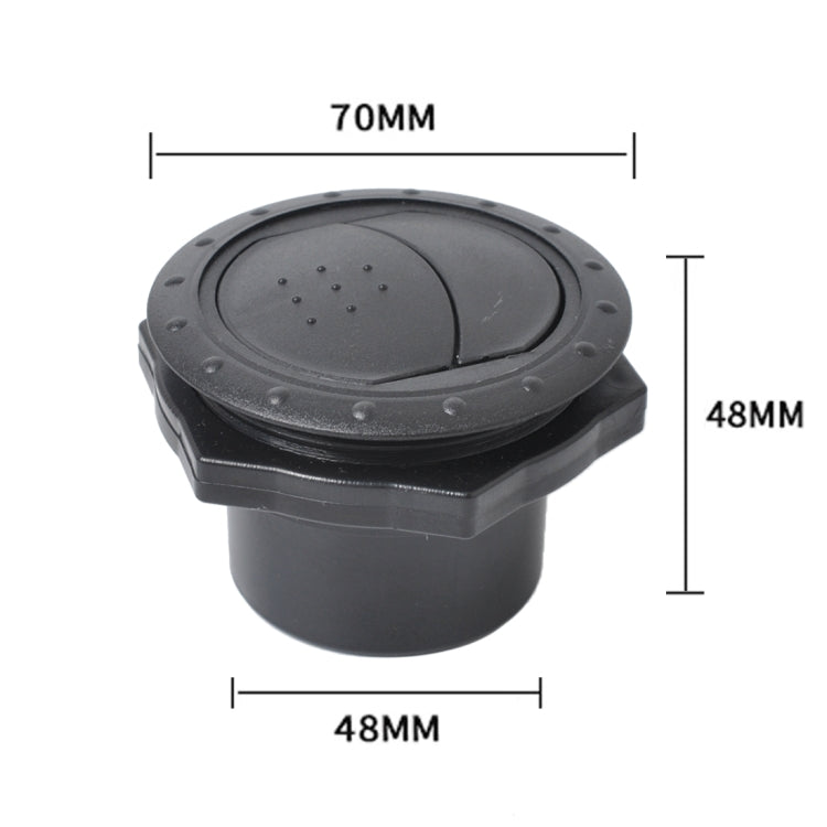 Round AC air outlet vent with size markers showing 70mm and 48mm dimensions