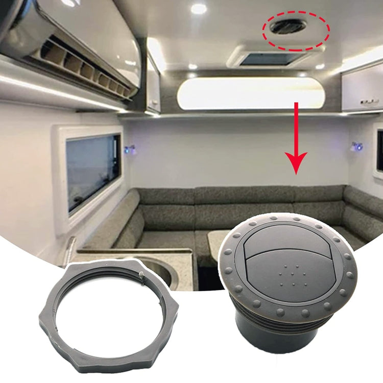 Universal round AC air outlet vent, adjustable cap shown near ceiling opening