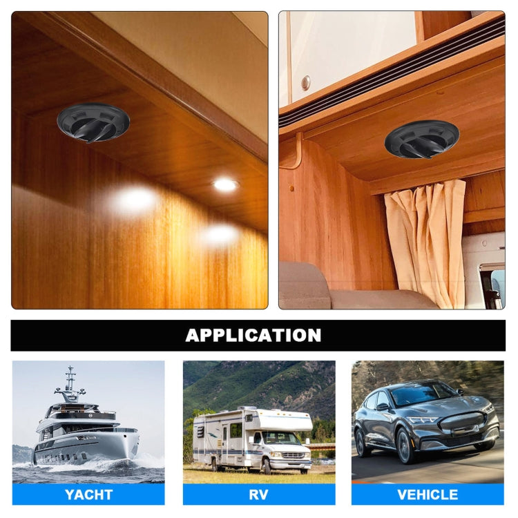 Ceiling-mounted round AC air outlet vent with adjustable face in two views