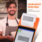 Orange handheld POS receipt printer with receipt paper and 5.5 inch HD screen