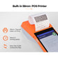 Handheld POS receipt printer with thermal paper roll and 5.5-inch screen display