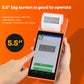 Handheld POS receipt printer with large 5.5-inch touchscreen and receipt feed