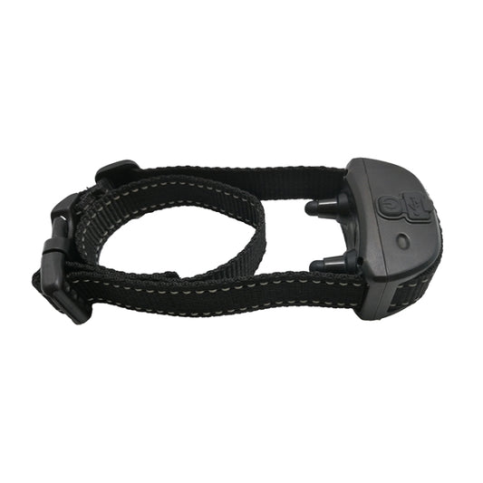 Black bark control collar with side control module, prongs, and adjustable strap