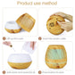 Hollow-out LED humidifier with wooden cover and base, hands lifting lid