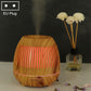 Light brown wood 400ml hollow-out LED humidifier, EU plug, red light
