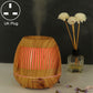 Light brown wood 400ml hollow-out LED humidifier, UK plug, red light