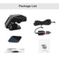 Dash cam package list showing camera unit, power cable, mount parts, and accessories.