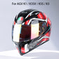 Motorcycle helmet visor lens, anti-UV wind shield, reflective red-gold tint installed