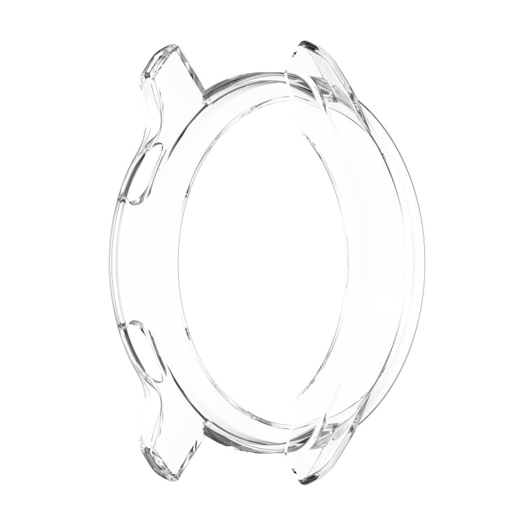 Clear TPU protective watch case with cutouts for Garmin smartwatch, half coverage design