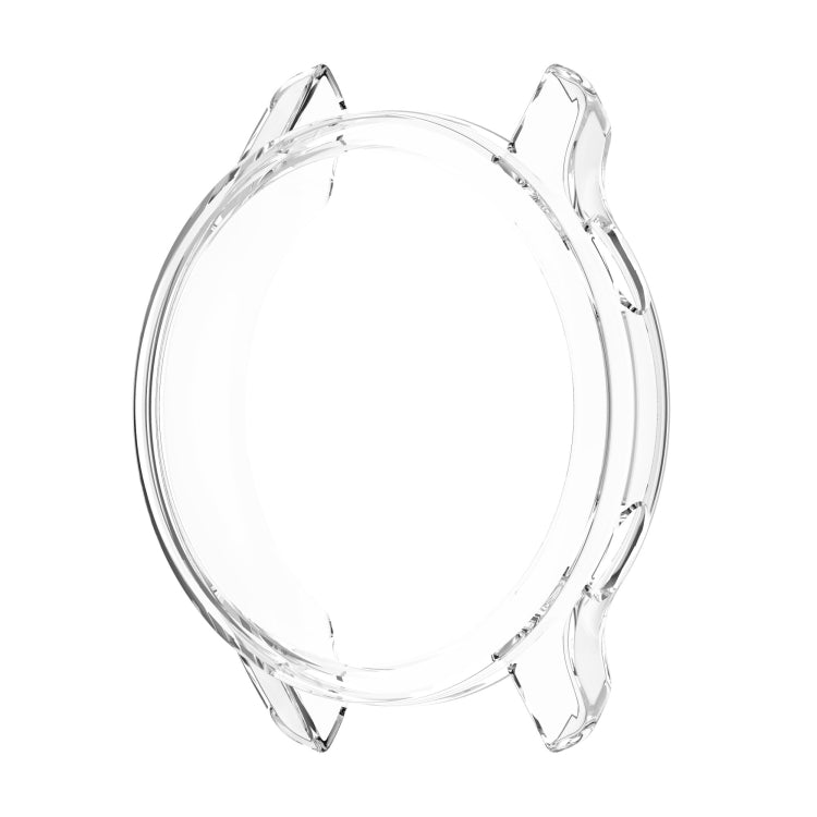 Clear TPU half-coverage watch case with raised corner guards and open circular center