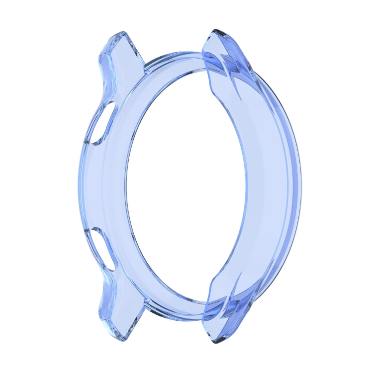 Light blue transparent TPU half-coverage watch case with open circular window and guards