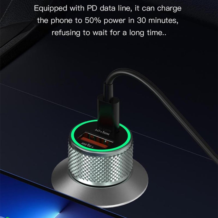 TOTU 20W car charger with lit ring and connected charging cable