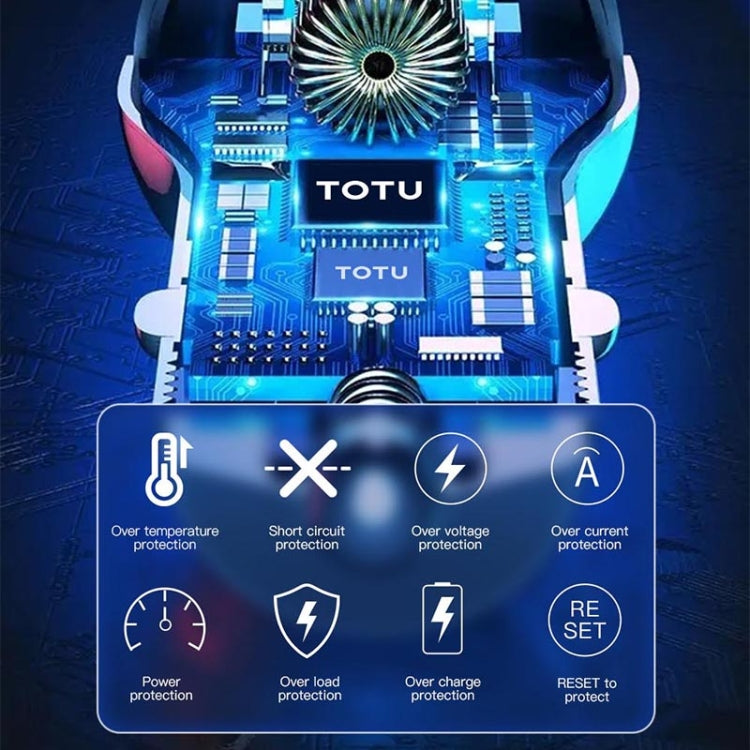 TOTU 20W car charger showing circuit protection icons on the module