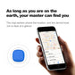Hand holding smartphone showing map screen with a blue locator tracker icon
