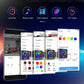 Smartphone app screen controlling LED lights with music and scene modes