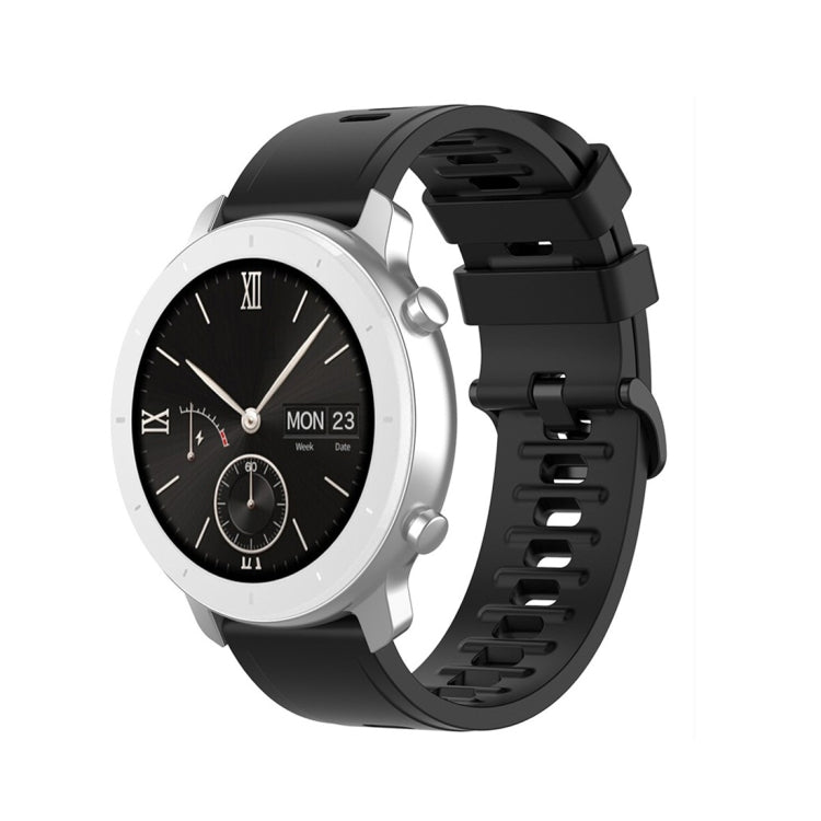 Silicone watch replacement strap, black with buckle and vented links