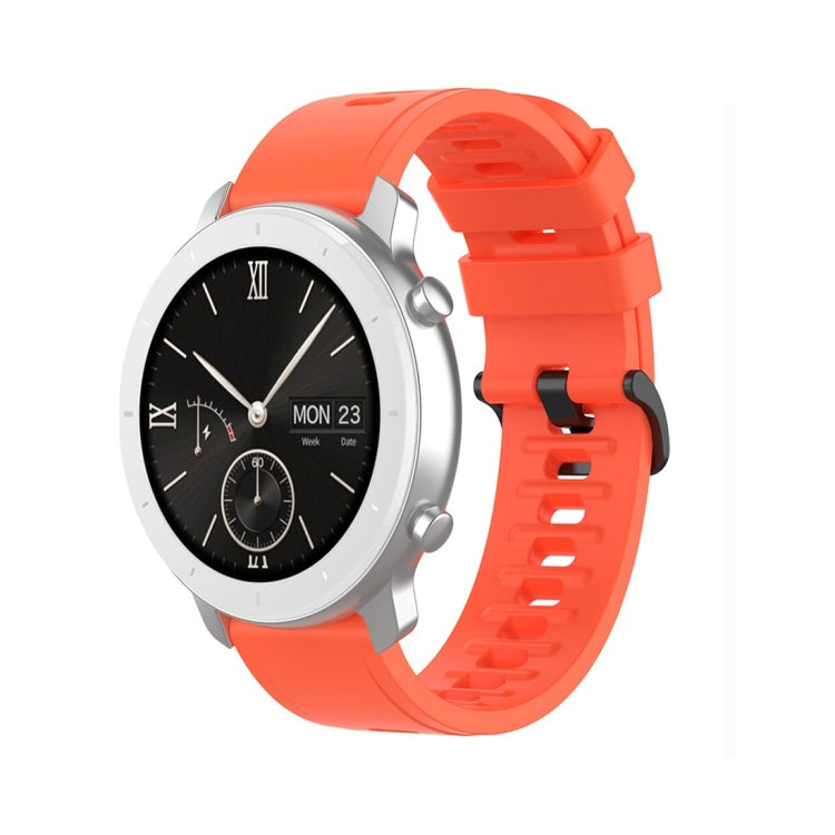 Silicone watch replacement strap, orange with buckle and vented links