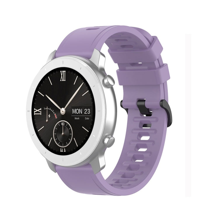 Silicone watch replacement strap, light purple with buckle and adjustment holes