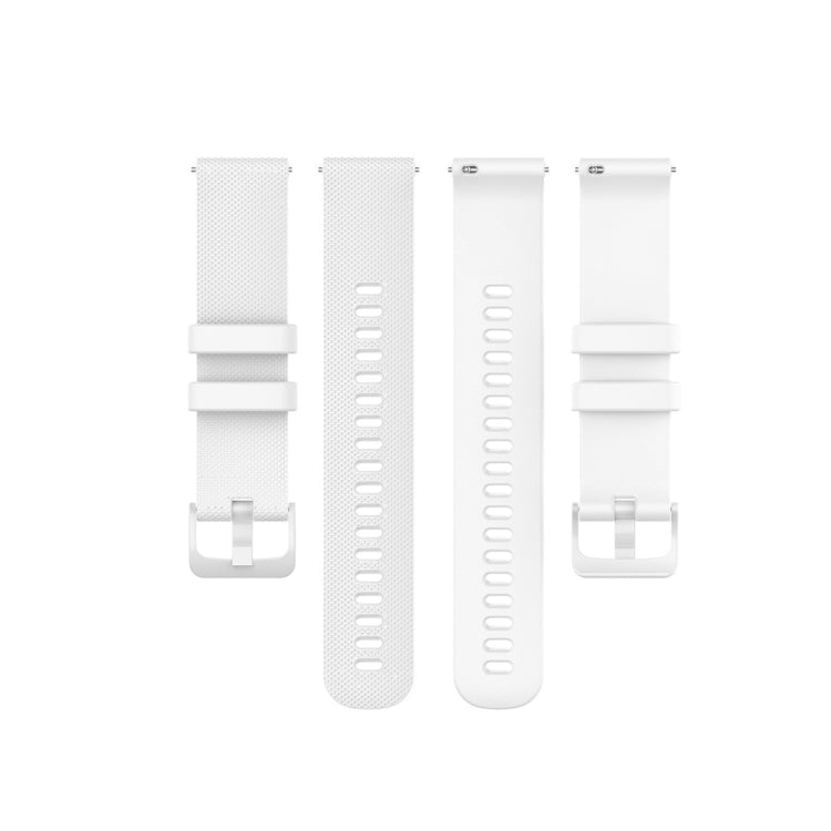 Set of white silicone smartwatch replacement straps with pin-buckle and adjustment holes