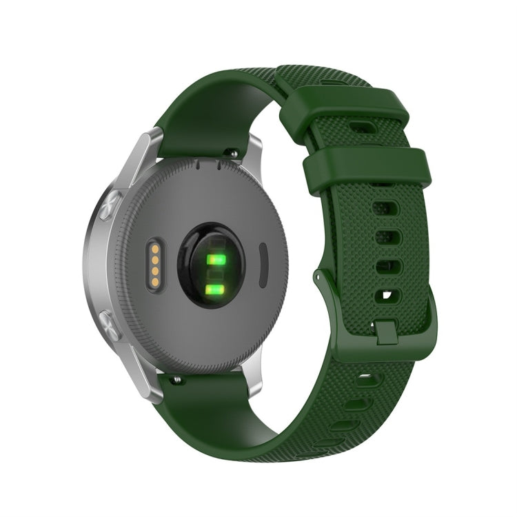 Silicone smart watch replacement strap in army green, universal 18mm–22mm with adjustable holes