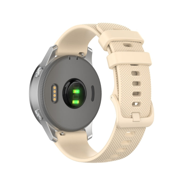 Silicone smart watch replacement strap in cream, universal 18mm–22mm with adjustable holes