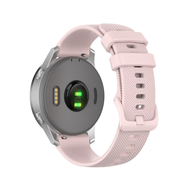 Silicone smart watch replacement strap in pink, universal fit 18mm–22mm with secure clasp