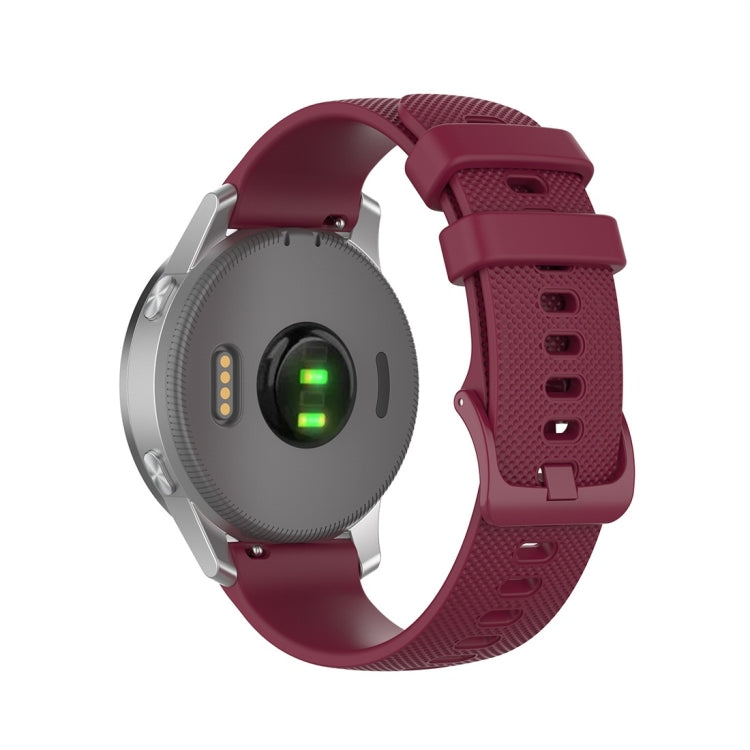 Silicone smart watch replacement strap in wine red, universal fit 18mm–22mm with clasp