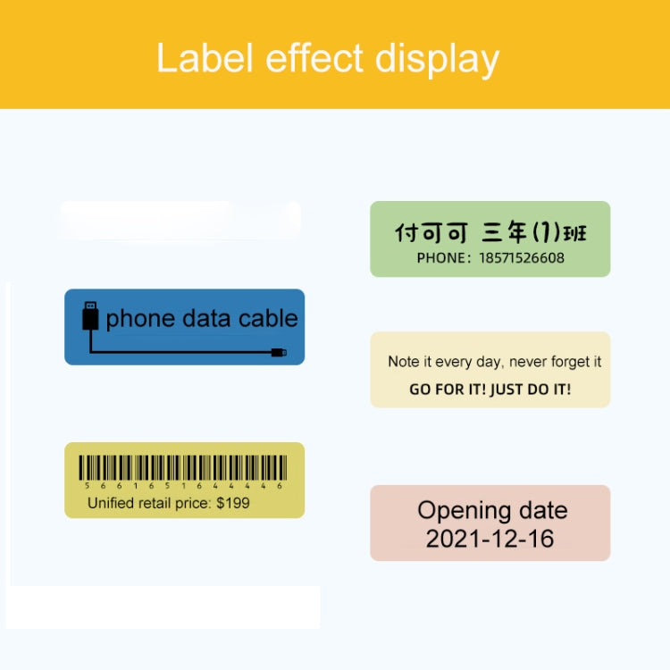 Thermal label stickers with label effect display and example label cards