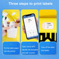 Thermal label stickers shown in three-step printing process