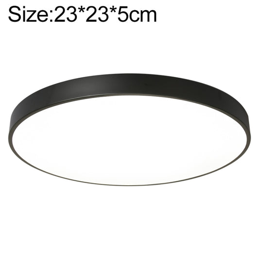 23 cm round LED ceiling lamp in black, ring frame with frosted diffuser