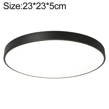 Black 23cm round LED ceiling lamp with slim circular ring