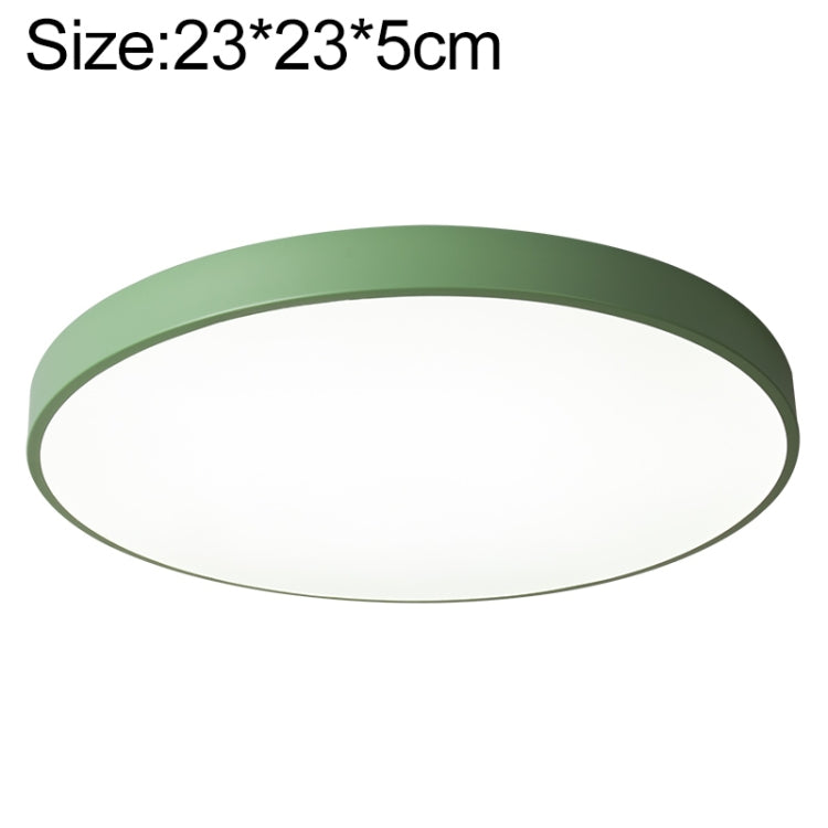 Green 23cm round LED ceiling lamp with slim circular ring