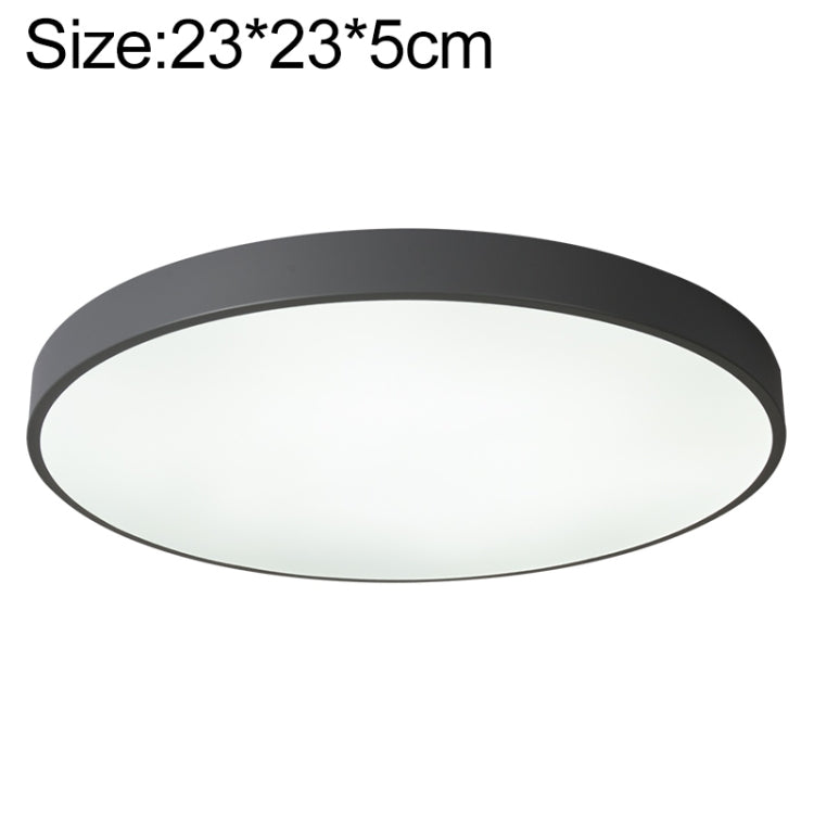 Grey 23cm round LED ceiling lamp with slim circular ring