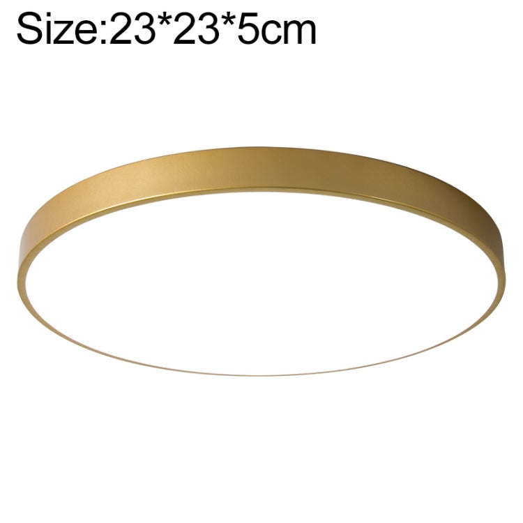 Gold 23cm round LED ceiling lamp with slim circular ring