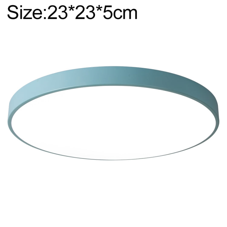 Blue 23cm round LED ceiling lamp with slim circular ring