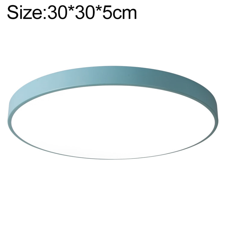Blue round LED ceiling lamp with smooth ring, 30 cm