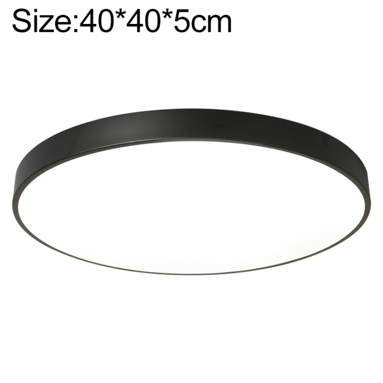 Black round LED ceiling lamp with smooth ring, 40 cm