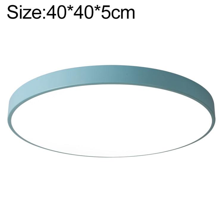 Round LED ceiling lamp, 40 cm, blue-green frame, slim profile