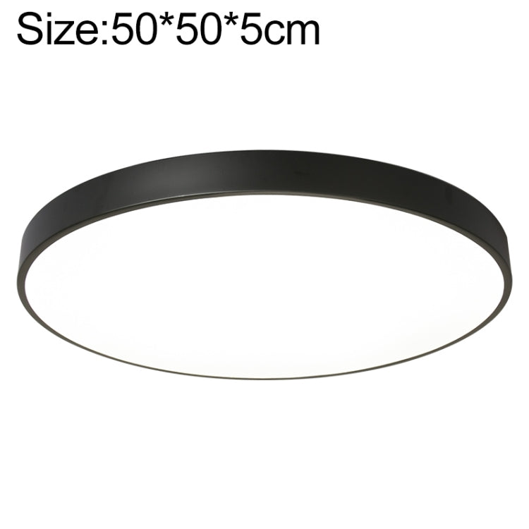 Round LED ceiling lamp, 50 cm, matte black frame, slim profile