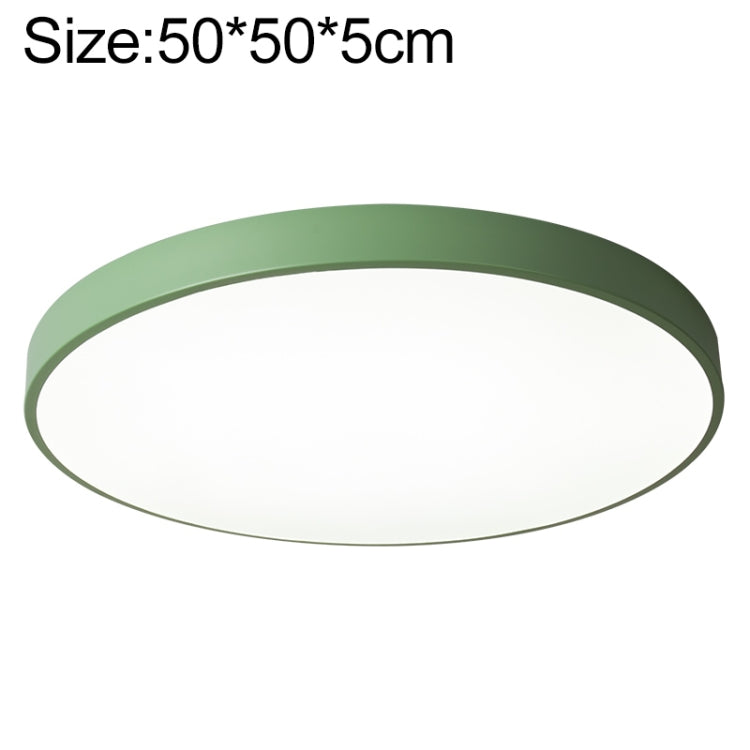 Round LED ceiling lamp, 50 cm, green frame, slim profile