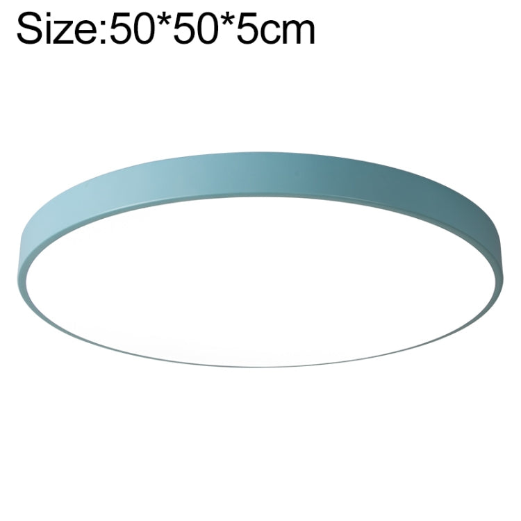Round LED ceiling lamp, 50cm, teal outer ring with flush diffuser