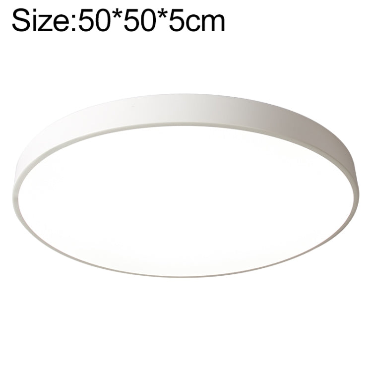 Round LED ceiling lamp, 50cm, white outer ring with flush diffuser