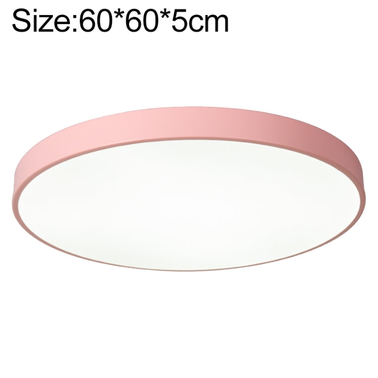 Round LED ceiling lamp, 60cm, pink outer ring with flush diffuser