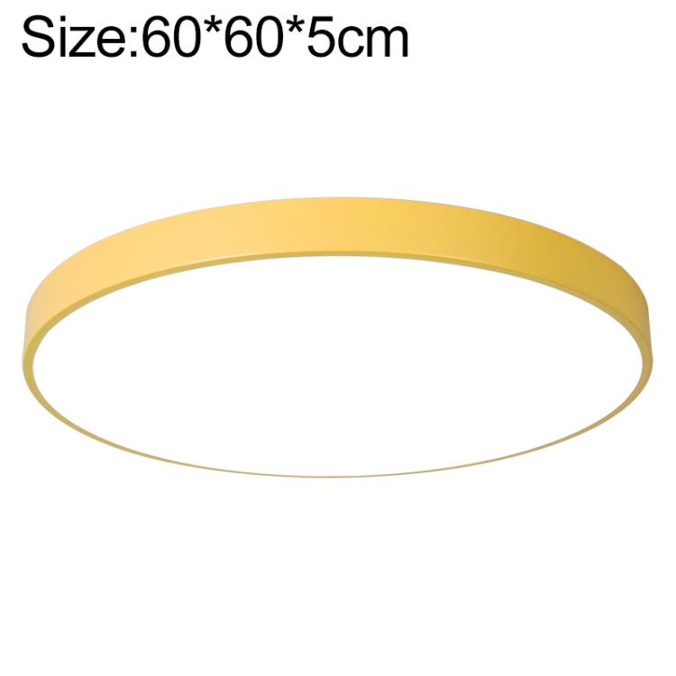 Round LED ceiling lamp with gold-tone frame, 60cm wide, flush round design.