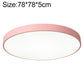 Round LED ceiling lamp with pink frame, 78cm wide, flush round ceiling design.