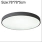 Round LED ceiling lamp with dark gray frame, 78cm wide, flush round ceiling design.