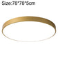 Round LED ceiling lamp with gold-tone frame, 78cm wide, flush round ceiling design.