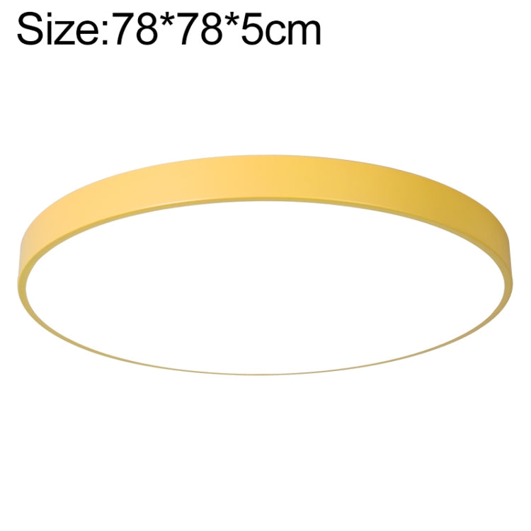 Round LED ceiling lamp with gold-tone frame, 78cm wide, flush round ceiling design.