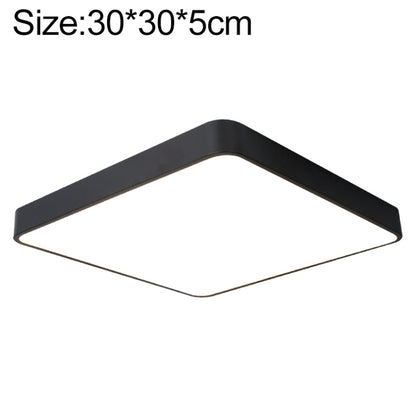 Black square LED ceiling lamp with rounded corners, 30cm size